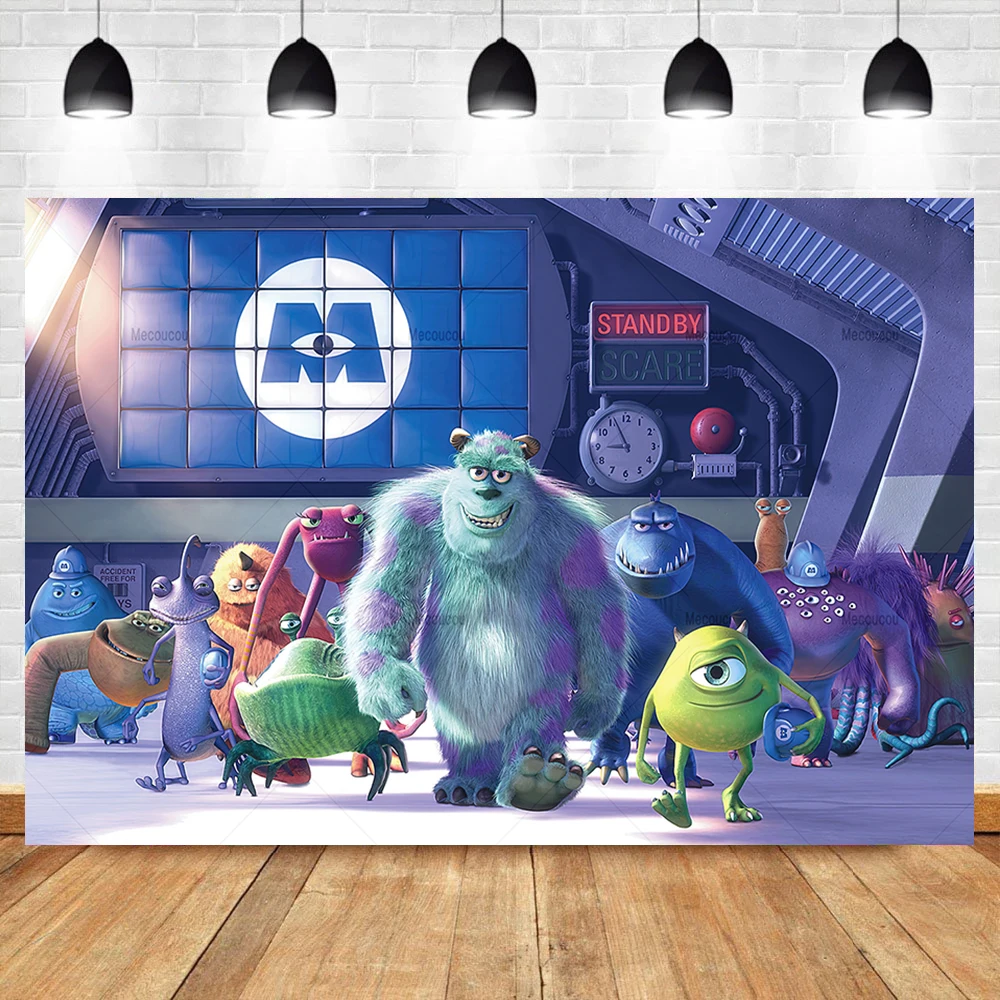 Monsters University Backdrops Monsters Inc Background Mike Wazowski Birthday Party Supplies Banner Wall Decor Custom