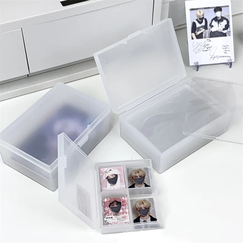 Caja de almacenamiento con tapa esmerilada para tarjetas pequeñas, organizador de escritorio, caja de clasificación, contenedor de joyería