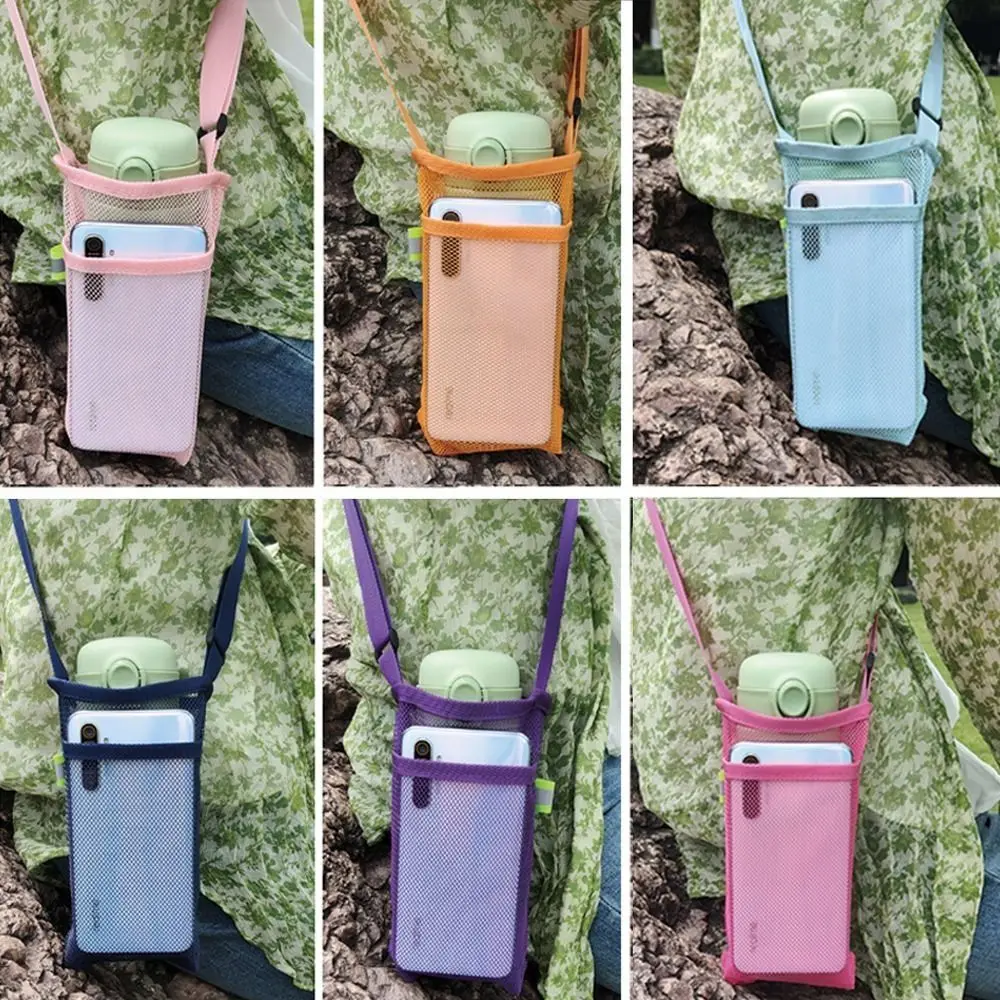 

Outdoor Mesh Water Bottle Cover Visible with Adjustable Strap Cup Sleeve Mobile Phone Bag Outdoor Camping Accessories