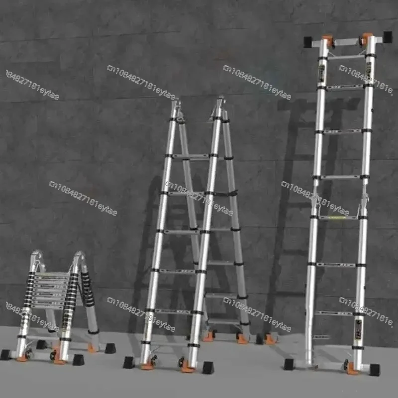 Customized Alloy Telescopic Step Ladder Multi-functional Lifting Engineering Stairs Thickened Herringbone Ladders Folding Stairs