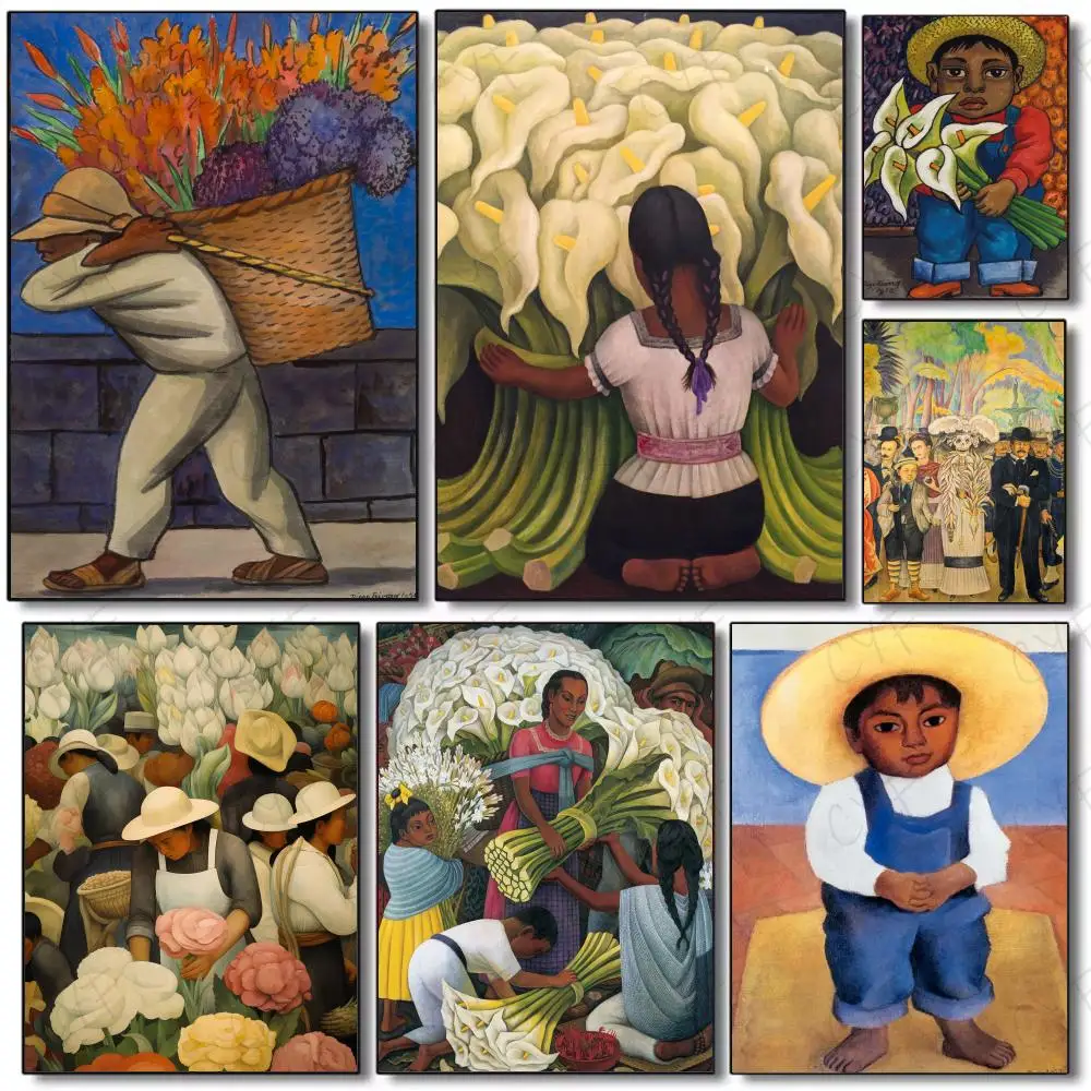 Póster de Diego Rivera, pintura mural artística para decoración del hogar y regalos