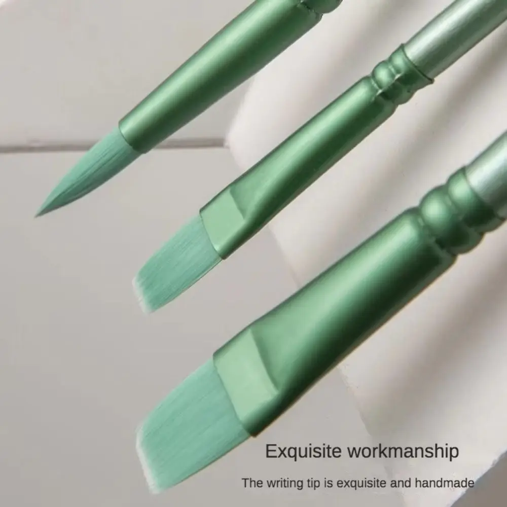 4/6 pcs Pointed Round Flat Head Watercolor Brush Soft Hair Beginner's Art Student Hand Drawn Watercolor Nylon Painting Material