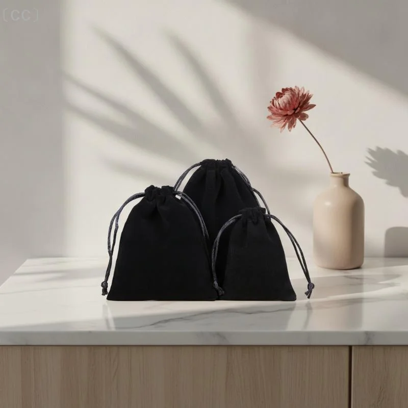 〔CC〕10PCS Velvet Drawstring Bags Soft Satin Lined Jewelry Pouches Reusable Wedding Favor Gift Bags for Party Events〔88〕