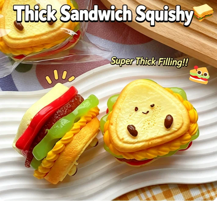 Super thick sandwich kneading music detachable simulation food decompression toy creative soft rubber venting kneading desktop d