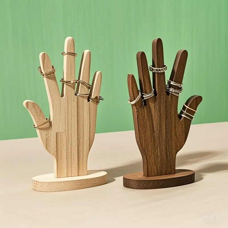 

Creative Wooden Jewelry Display Stand Palm Model Store Various Jewelry Rack Ring Bracelet Clear Texture Household Collection
