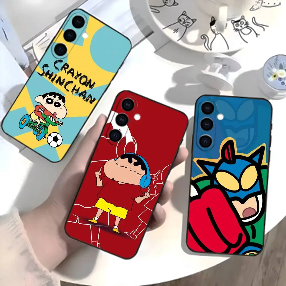 

Cartoon C-Crayon Shin-chan Phone Case For Samsung Galaxy A73,A21s,A22,A31,A52,A53,A71,A41Soft Black Shell