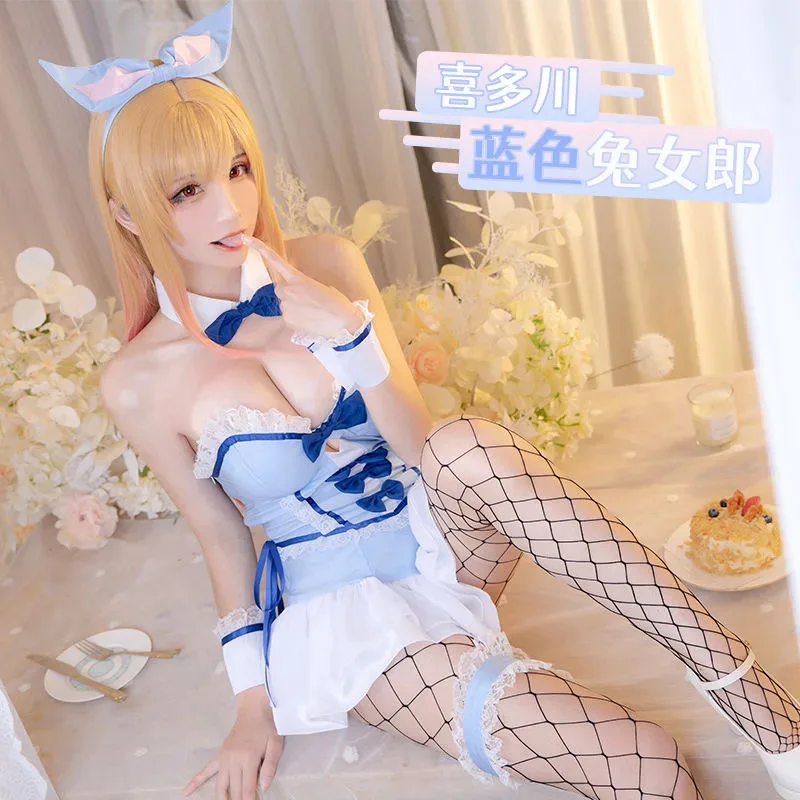 LQMy Dress-Up Darling Kitagawa Marin Косплей Синий сексуальный Bunny Girl Marin Kitagawa Парик Bunny Ear Косплей Костюм Con Outfit