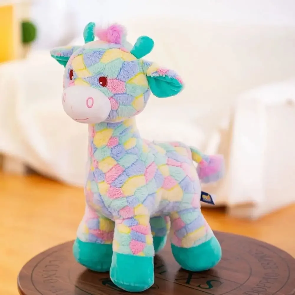 1PC Creative Simulation Deer Doll Rainbow Color Plush Giraffe Toy Gifts for Children Soft Pillow Plush Pillow Bed Sofa Decor