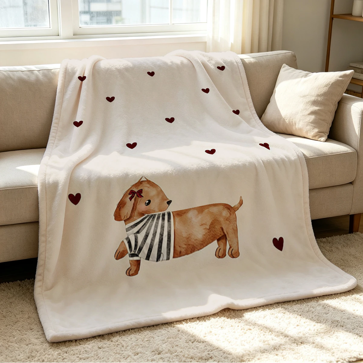 Sweet Puppy Blanket Soft Cozy Throw for Sofa Bed Festive Holiday Decor Gift for Kids and Adults,Lightweight and Warm