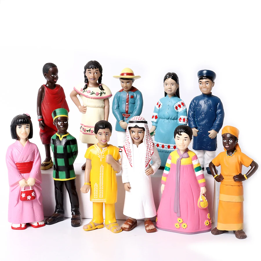 Realistic Around The World Korean,Japanese,Arab,Indian Character Figures Plastic National Characters Pretend Gift For Kids