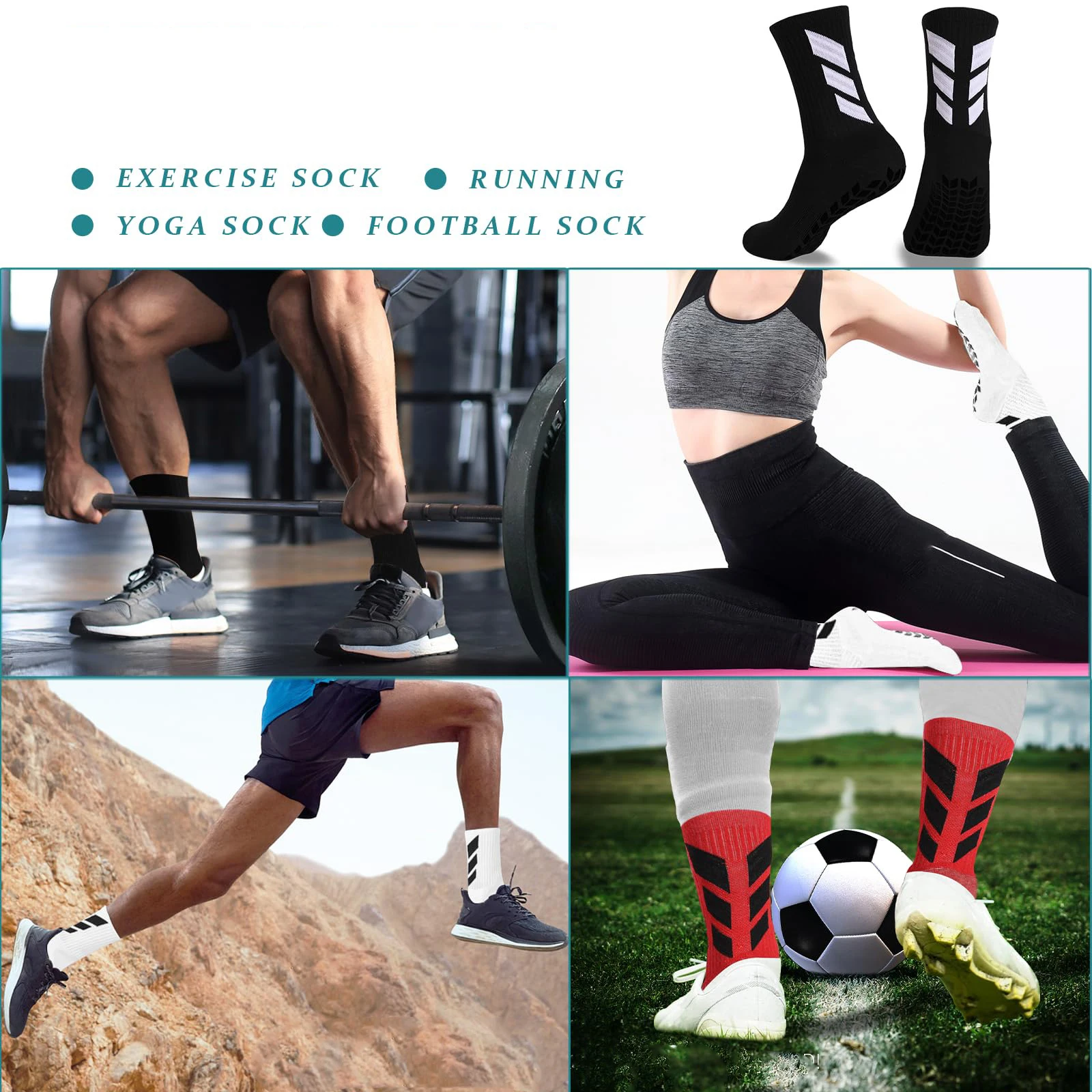 1 pair or 4 pairs Socks Soccer Sock Men Non Slip Anti Slip Non Skid Hospital Yoga Grippy Training Sports Socks