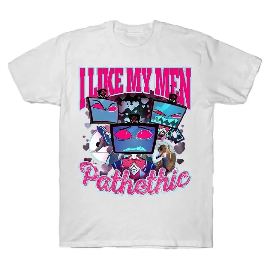 Y2K Fashion T-shirt Vox Hazbin Hotel Ik Hou Van Mijn Mannen Pathetische T-shirt Print Katoenen T-shirts Casual Losse Sport Tops Unisex