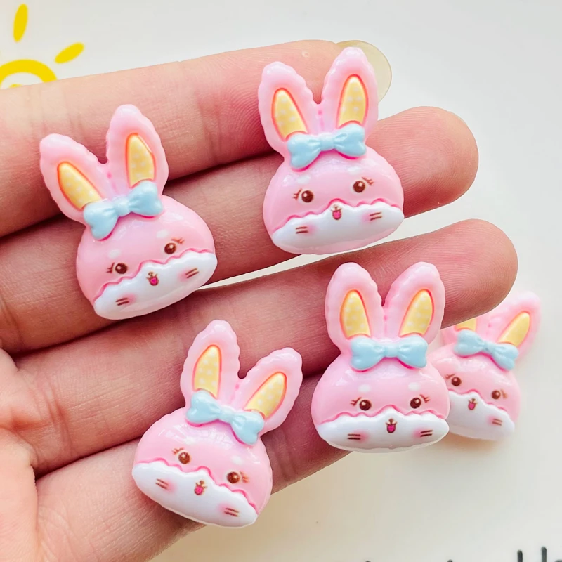 10 Pcs New 27*20mm Cute Mini Cartoon Animal Little Rabbit Resin Scrapbook Diy Jewelry Wedding Hairpin Decorate Accessories