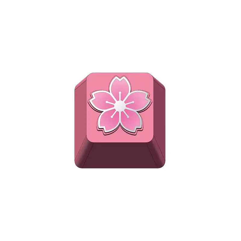 Keystone Cherry Blossom Keycap Pink Cute Soft Adorable Girl Mechanical Keyboard Zinc Aluminum Alloy Metal Personality Enamel