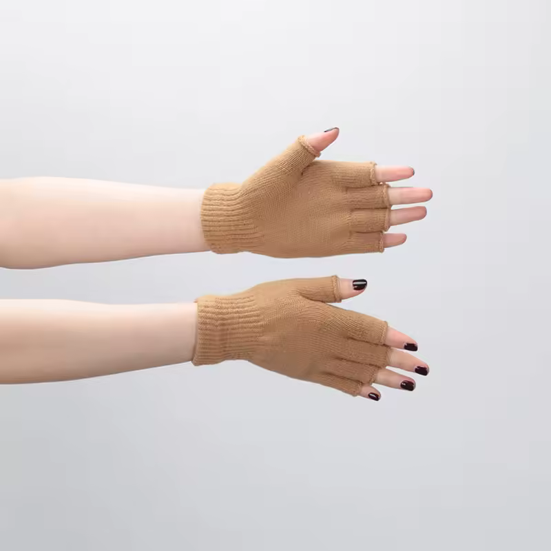 1pair Black Short Half Finger Fingerless Knit Wrist Glove Winter Warm Stretch Work Gloves for Women and Men Cycling Accessories - Image 8