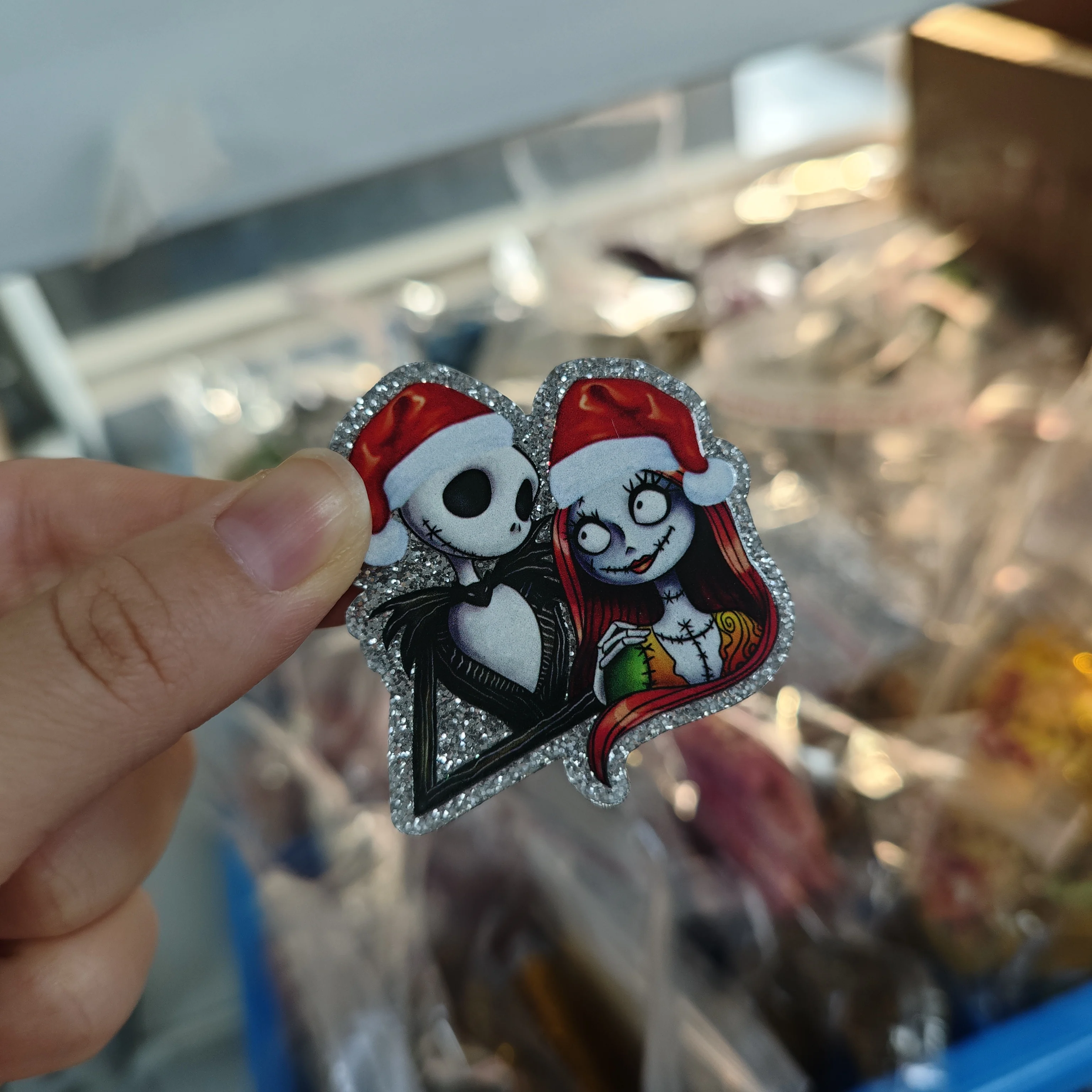 Pesadilla antes de Navidad, Color de Halloween, brillo acrílico, brillo grueso, acrílico para manualidades, piezas, lazo para el pelo, fiesta de regalo