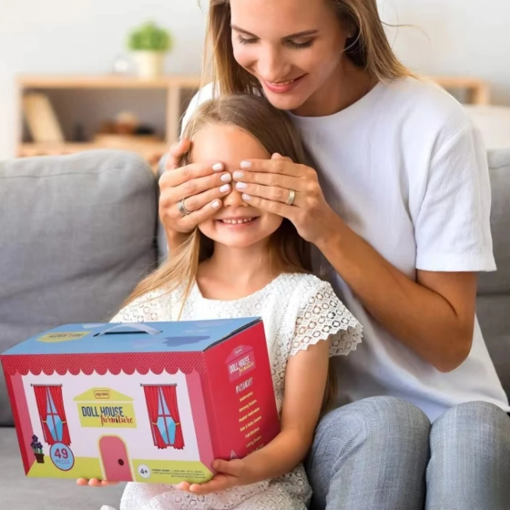 Neues Upgrade Premium-Puppenhausmöbel-Set aus Holz – 49 Stück, 7 Zimmer – Puppenhaus-Möbel- und Zubehör-Set, heißer Verkauf!