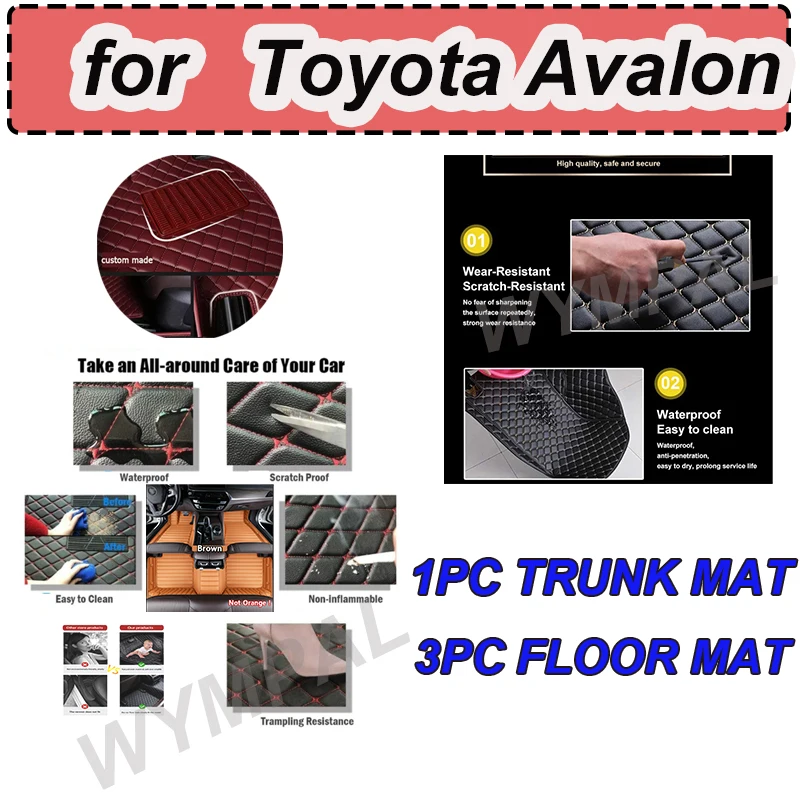 

LUXURY Car Floor Mats For Toyota Avalon 2019 2020 2021 2022 Auto Luxury Leather