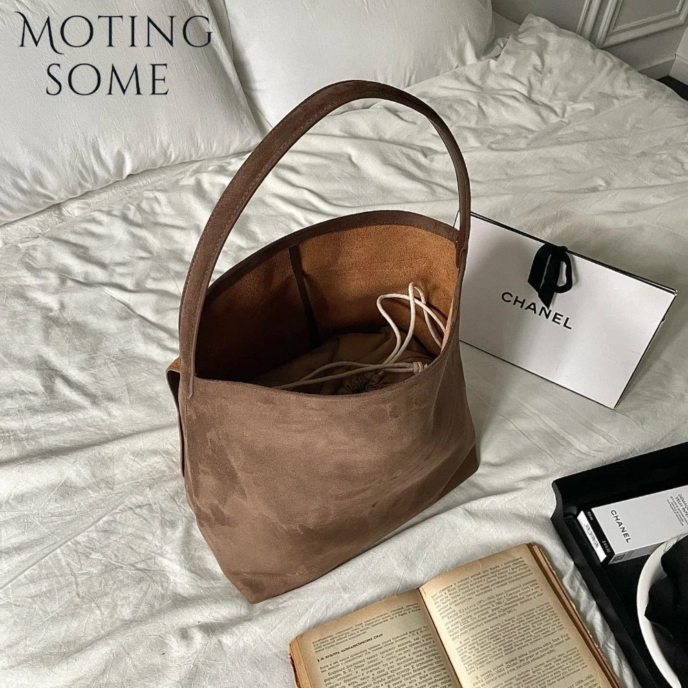 Motingsome Suede Hobos Bag Women Luxury Designer Purses Lazy Style Underarm Crossbody Shoulder Winter New Hobos Large Bag 2024