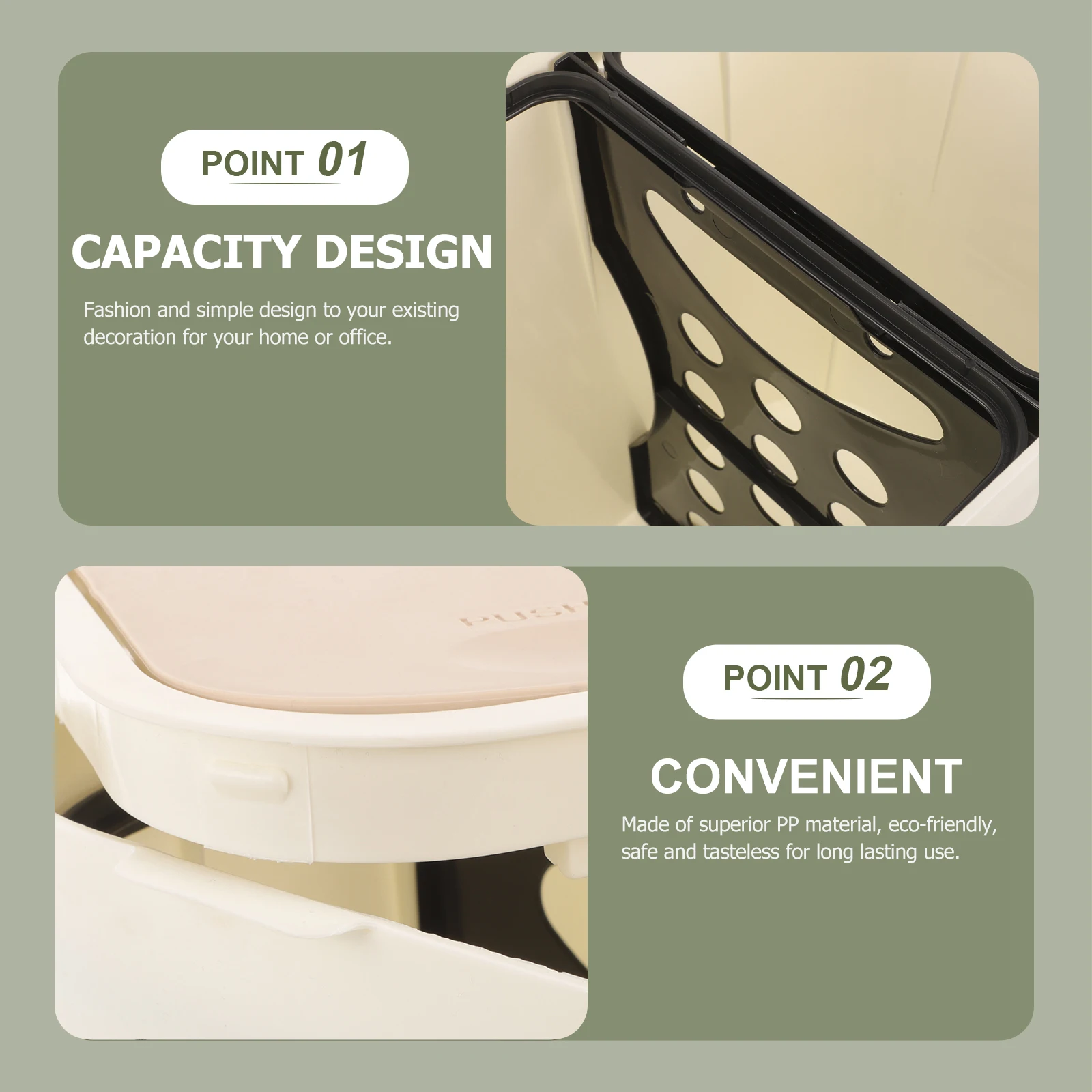 

1pc Double Layer Trash Can Plastic Garbage Bin Wet Dry Separation Home Office Kitchen Dustbin Button Lid Large Opening White