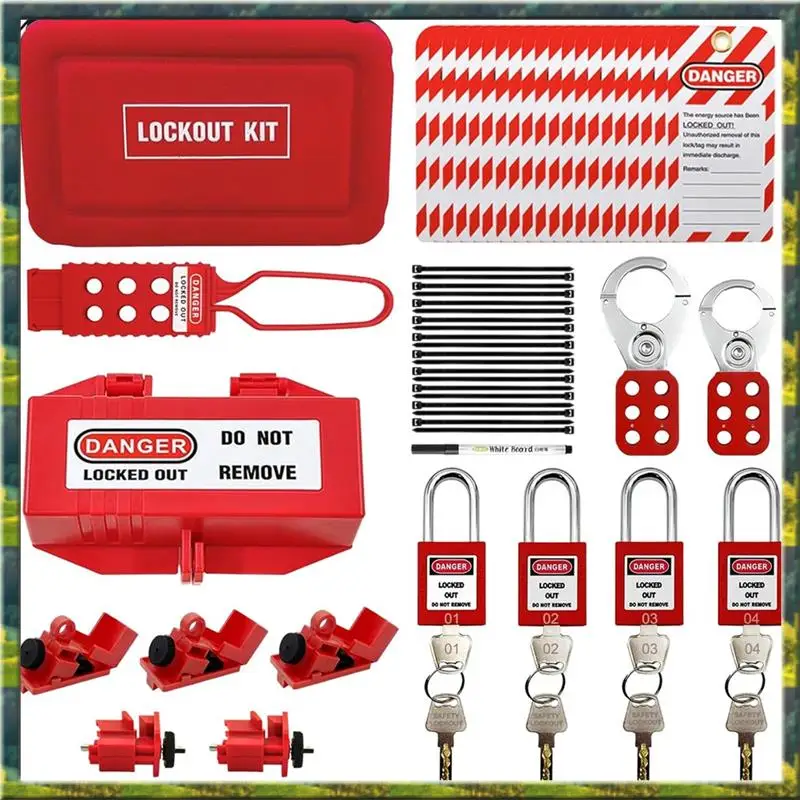 ABGZ 35Pc Lotokit,Portable Lockout Tagout Electrical Kit For Industrial Lockout Devices, Professional Padlock Kit