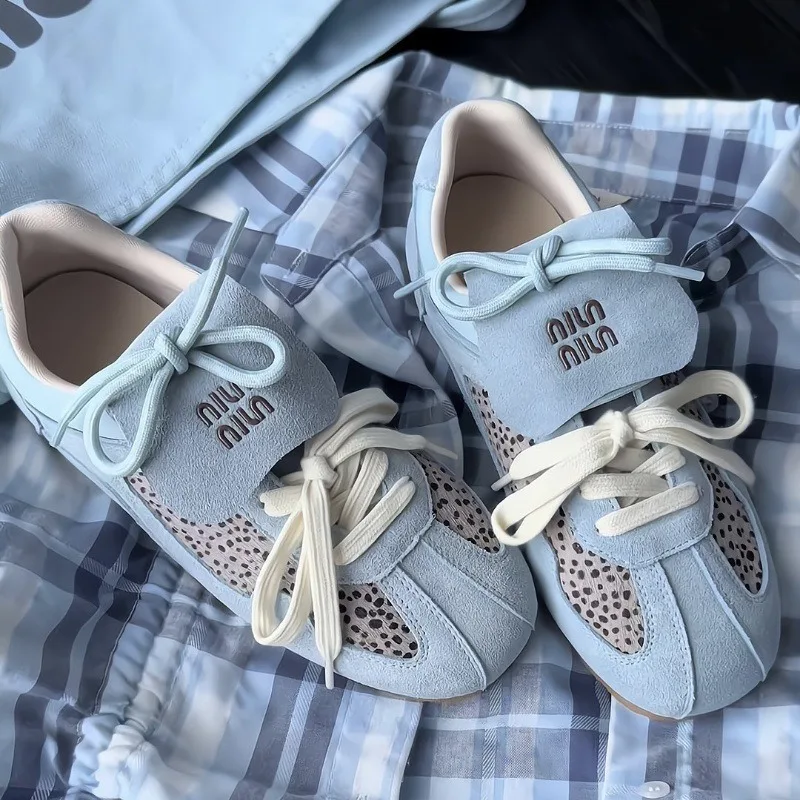 مصمم المرأة ليوبارد طباعة أحذية رياضية الخريف الرجعية الارتفاع تعزيز أحذية تدريب جديدة شقة الدانتيل متابعة أحذية رسمية Tenis De Mujer #4