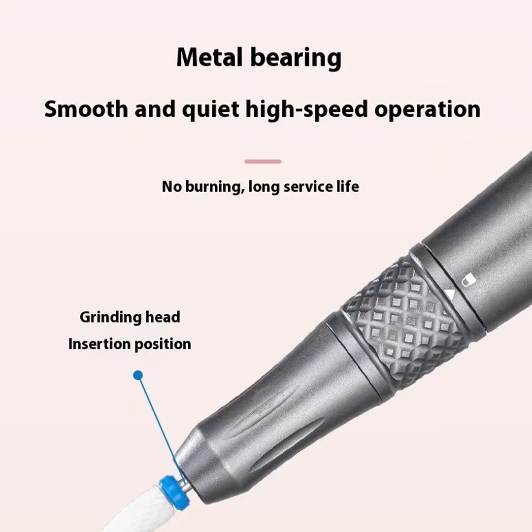 Perceuse à ongles électrique sans fil portable, 35000 tr/min, poignée électrique, perceuse à stylo USB, manucure et pédicure, pièce à main aste, écran LCD