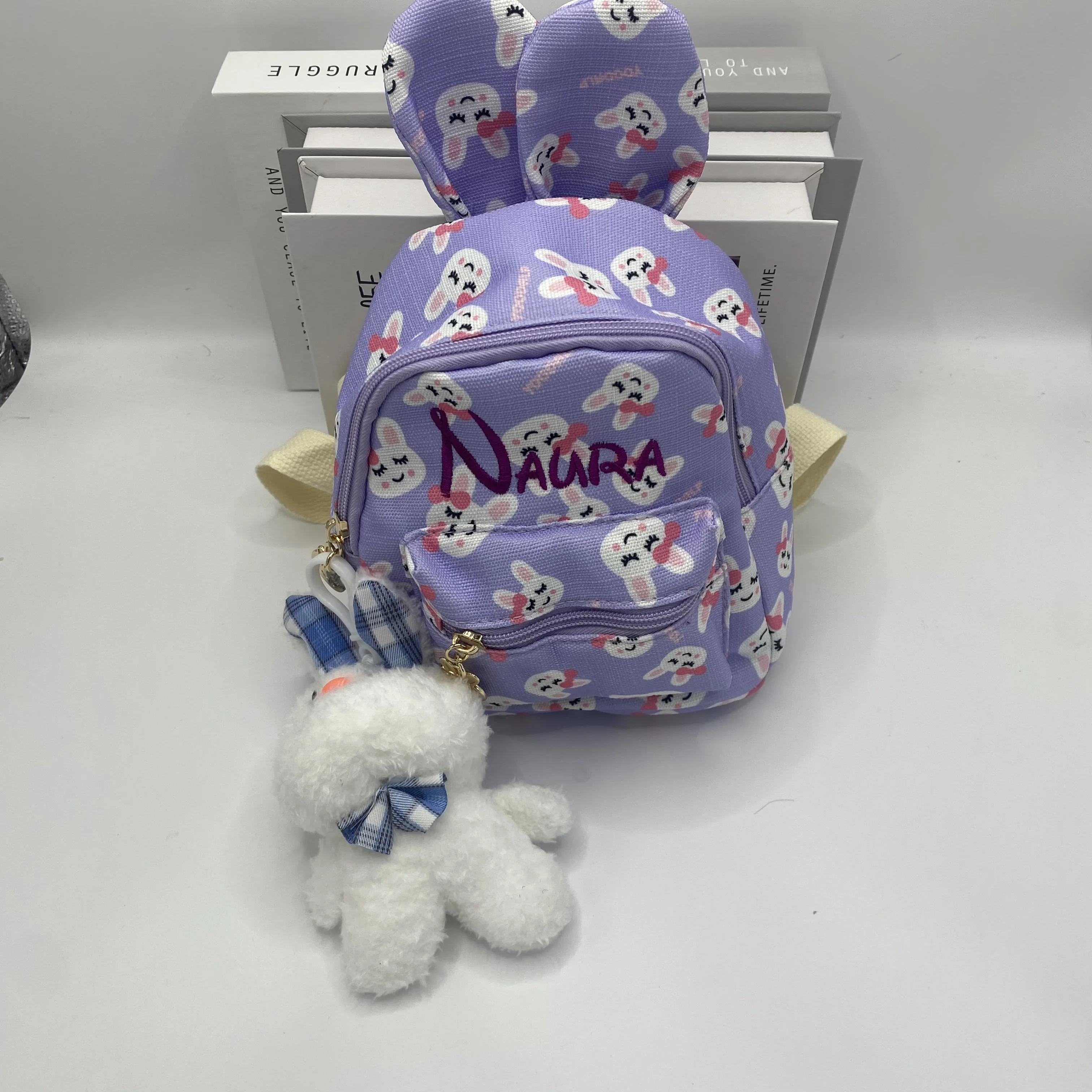 Zaino personalizzato simpatico coniglio con orecchie stereoscopiche Mini zaino personalizzato nome bambino regalo per bambini