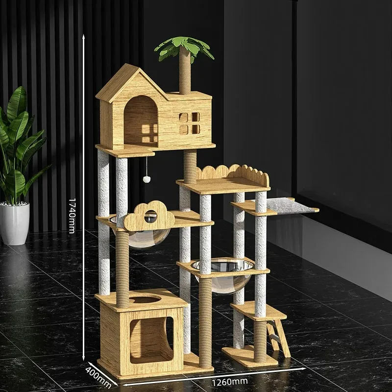 Kitty Products Solid Wood Cat Climbing Game Scratching Platform Cat Tower Ceiling Condo Tree Sofa Mat Cat Products Accessories