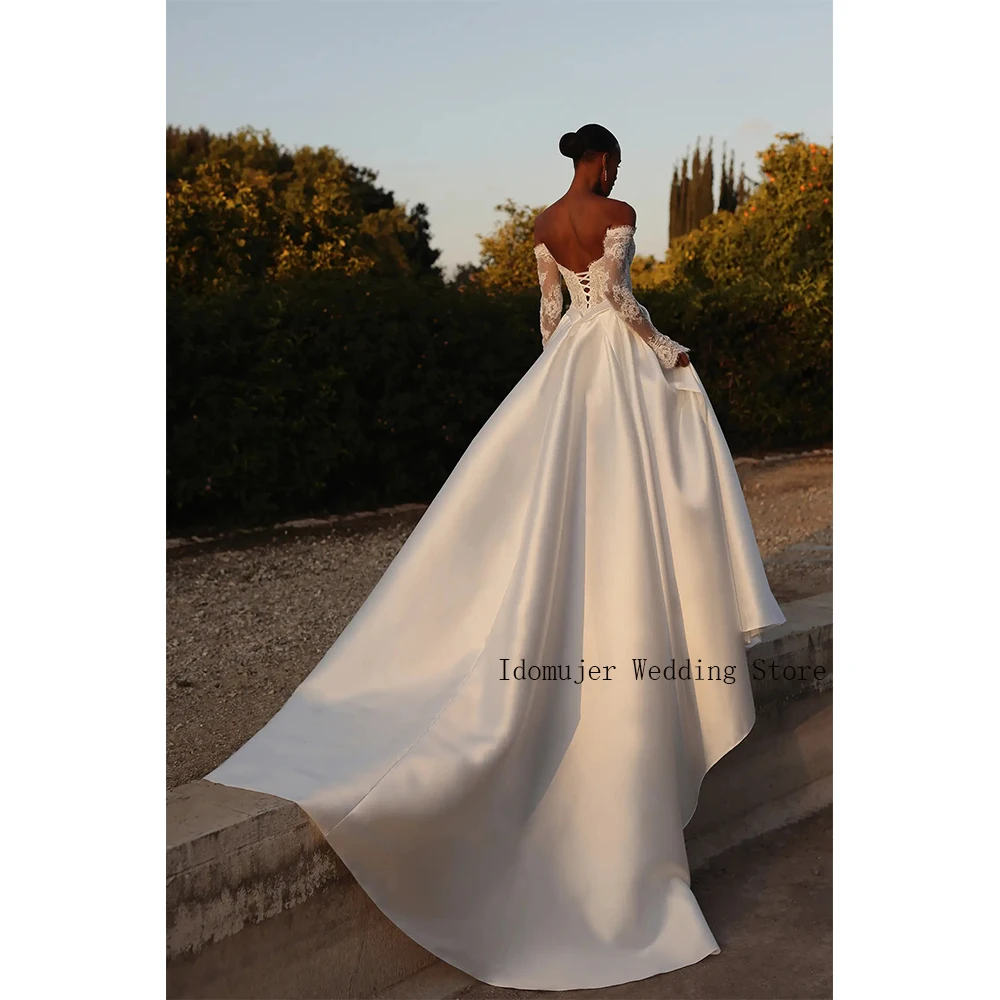 off the shoulder wedding dress backless ball gowns Custom Made Off-the-Shoulder Backless Wedding Dress – Elegant Gown with Detachable Sleeves Ivory / 6 main image 1