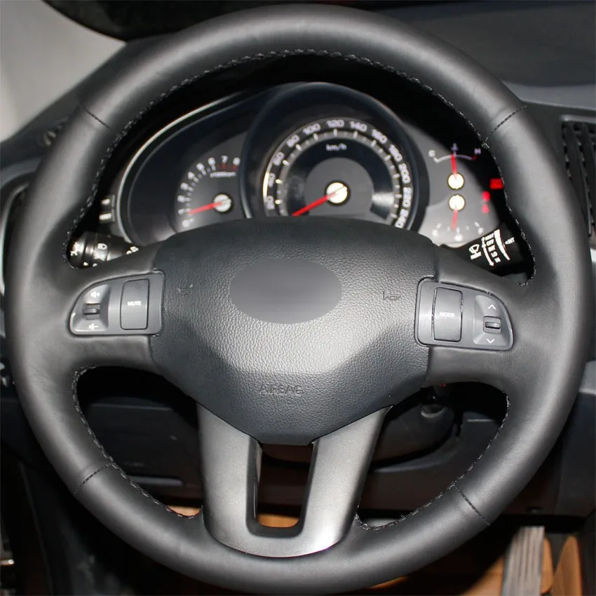 

Hand-Stitch Non-slip Genuine Leather Car Steering Wheel Cover Wrap for Kia Sportage Sportage 2011-14 Interior Accessories