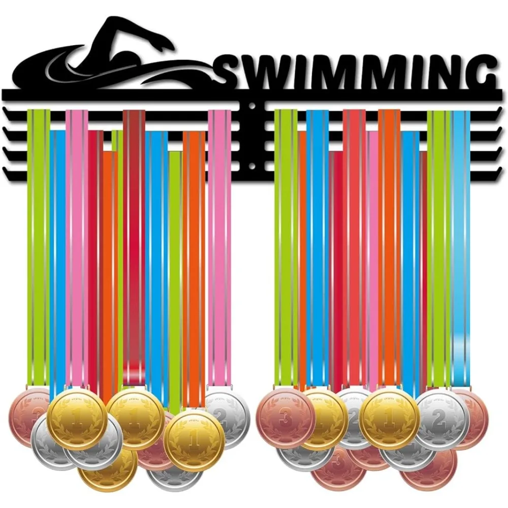 

Swimming Medal Hanger Display Sports Medal Holder Over 60+ Medals Award Iron Holder Rack Frame Wall Mounted Hanging for Medalist