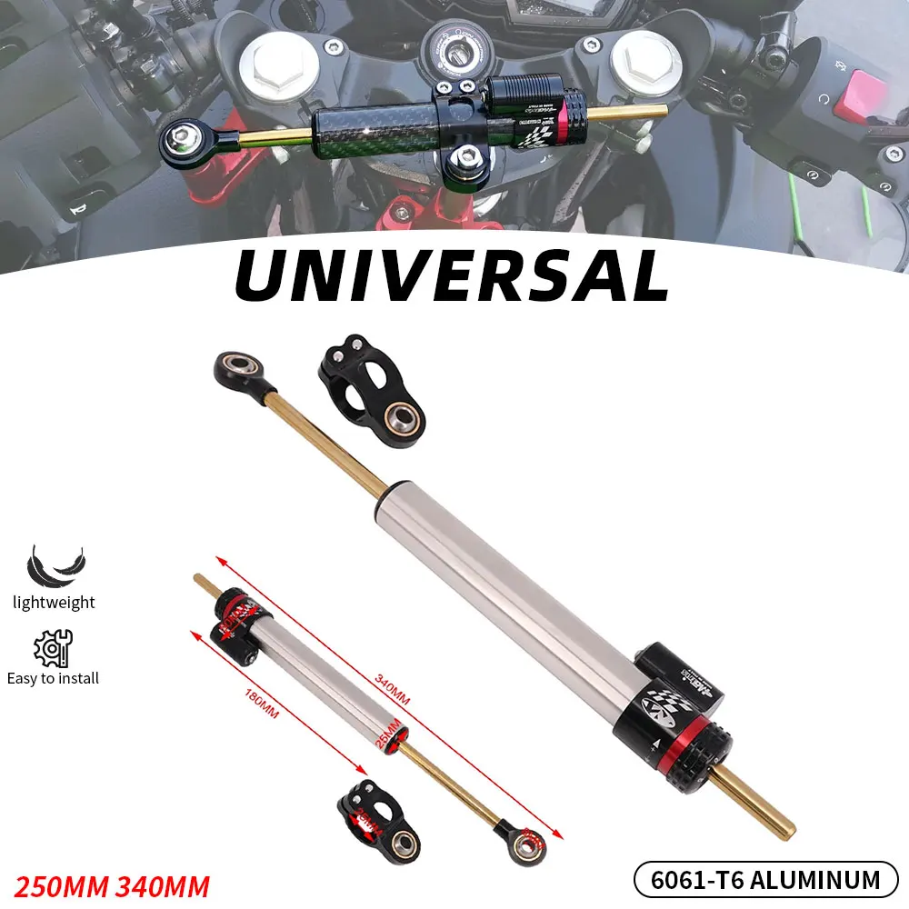 Motorradteile Einstellbarer Dämpfer Lenkungsstabilisator 250 345mm Lenkungsstabilisator für Honda Kawasaki Straßenmotorrad Langlebig