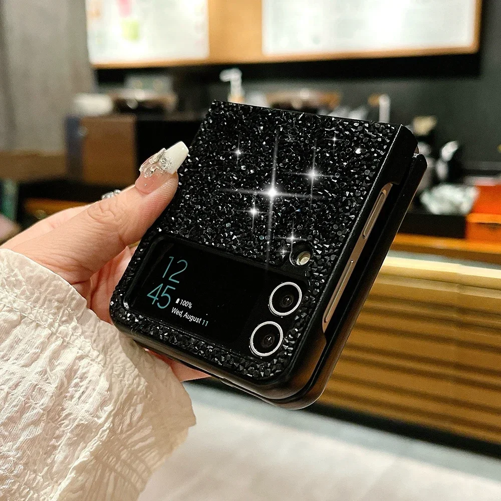 Роскошный чехол для телефона со сверкающими бриллиантами и стразами для Samsung Galaxy Z Flip 6, 5, 4, 3, 5G, ультратонкий противоударный защитный мягкий чехол