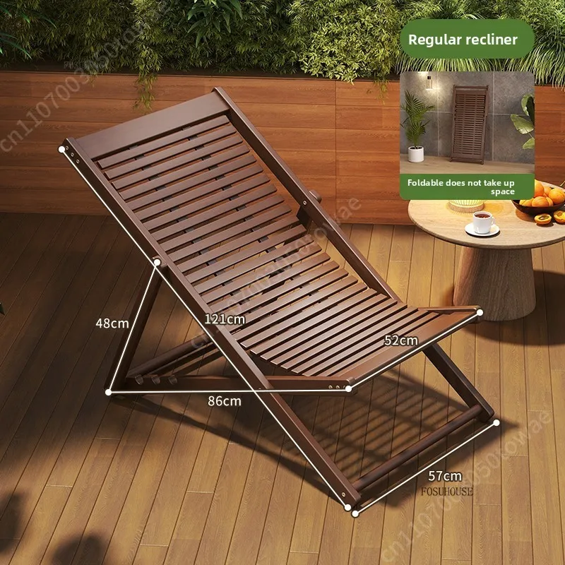 

Foldable Wooden Reclining Lounge Chair, Adjustable Patio Deck Chair, Portable Outdoor Beach Garden Camping Seat for Garden Beach
