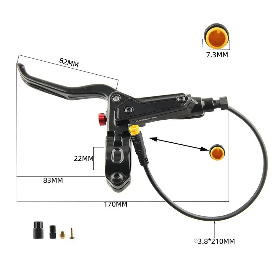 Electric Bicycle Brake Lever 3 Pin Hydraulic Brake Levers For E-bikes For Bafang Hall Motor Hydraulic Brake With 5m Tubing