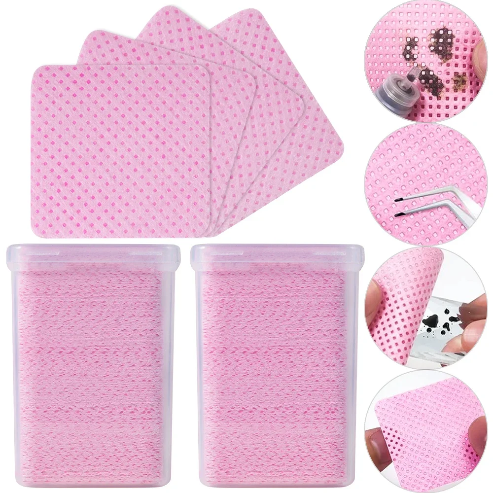 200Pcs Pink Lint-Free Nail Polish Remover Wipes UV Gel Glue Removal Cotton Pads for Manicure & Makeup Cleaning Tools view 3