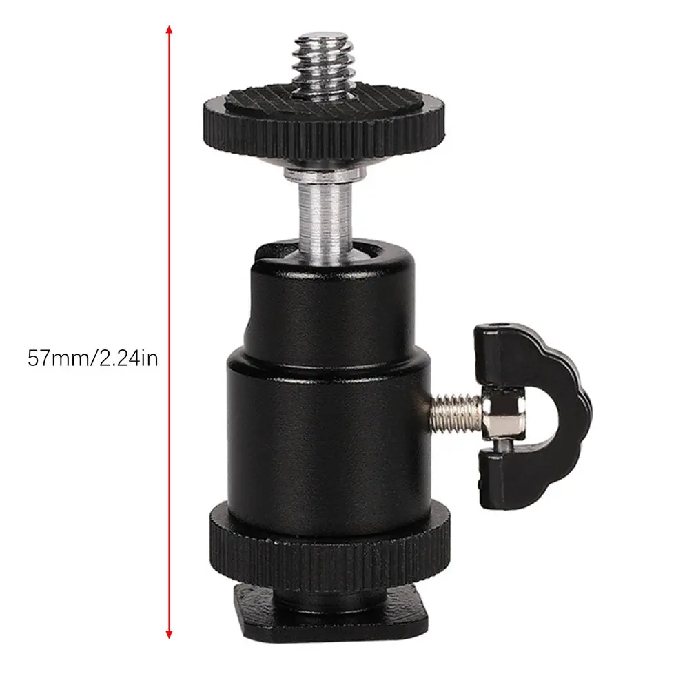 Photography Light Bracket Metal Hot Shoe PTZ Small Cloud Platform Bracket 1/4 Screw Interface Universal Ball Tripod Holder