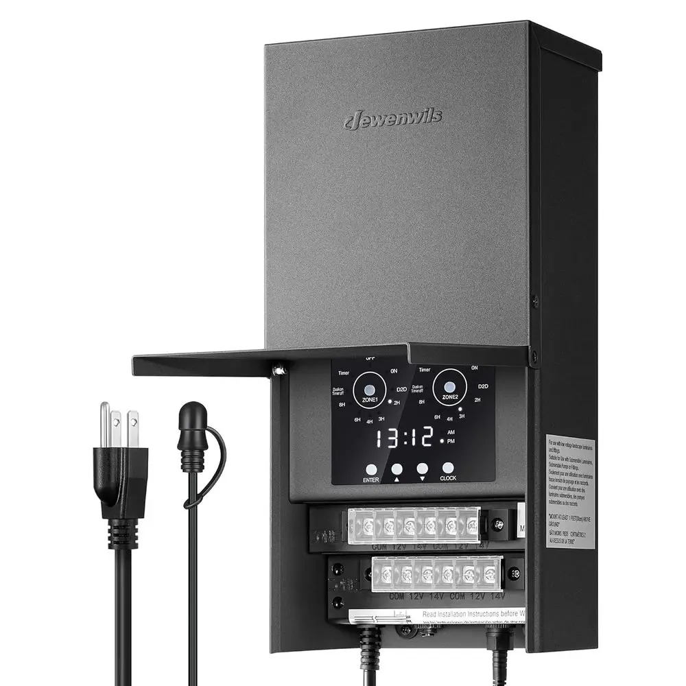 

600W Low age Landse Transormer, 120VAC to 12/14VAC Outdoor Landse Transormer, Photocell Sensor & Timer, 6 Zone, Landse Lighting