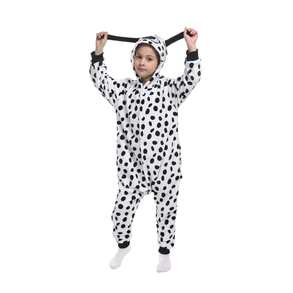 4 6 8 10 12 Years Children Kigurumi Pajamas Cartoon Flannel Panda Dog Jumpsuit Boy Girl Warm Clothes Baby Playsuit Kid Onesie