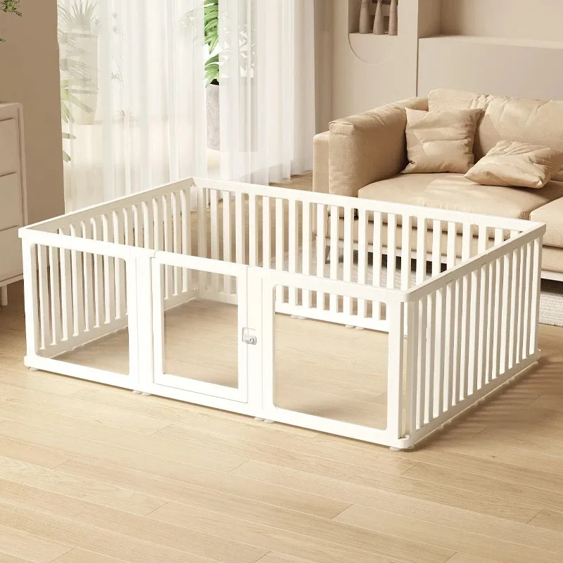 

Indoor Playpen Dog Fence Cage with Gate Big Portable Dog Fences Acrylic Transparent Panel Pet Fences Household Puppy Supplies