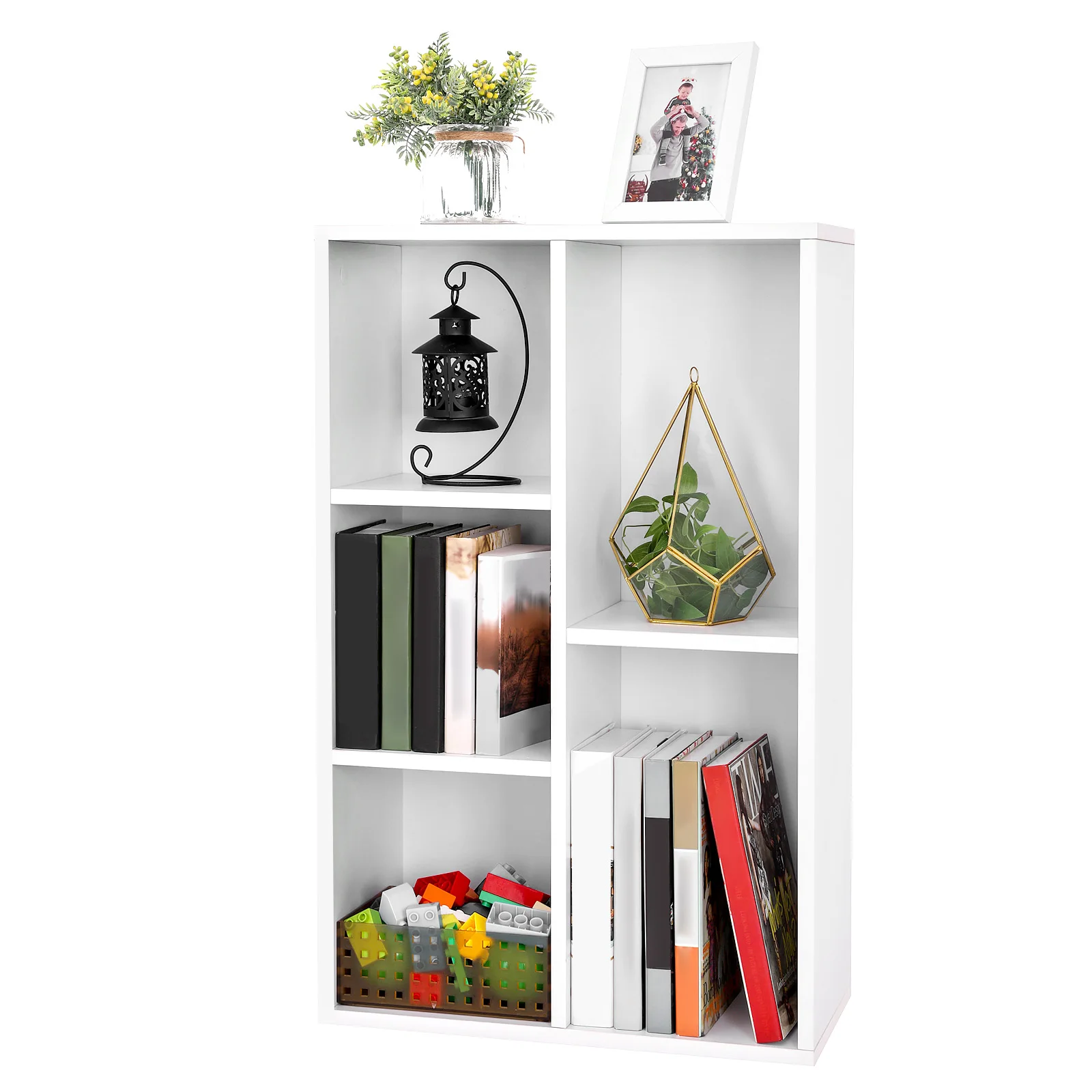 VASAGLE Bookcase, Bookshelf with 5 Compartments, Freestanding Shelves and Cube Organizer, Display Shelf for Small Spaces