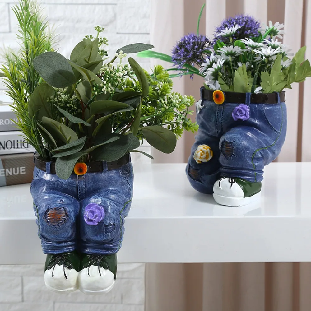

Nordic Jeans Resin Flower Pot Ornaments Outdoor Courtyard Balcony Meaty Plant Bonsai Pot Crafts Garden Decoration Accessories
