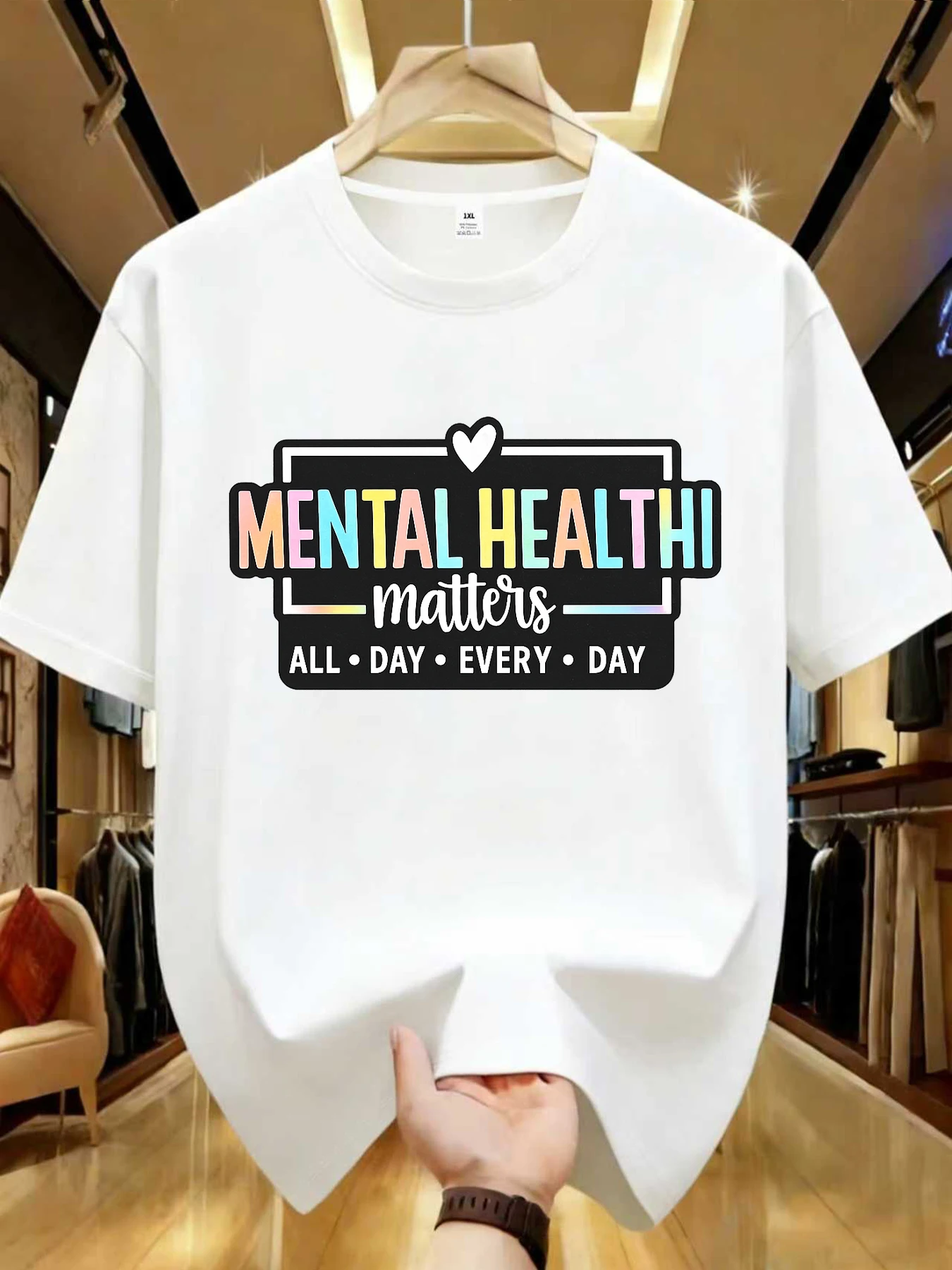 

【WDS01290】Женская футболка больших размеров с цветным буквенным принтом, круглым вырезом, летняя повседневная, с короткими рукавами, универсальная, в уличном стиле