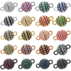 ZHUKOU 6MM Brass Inlaid Zircon Round Magnet Connection Buckle Bead Water Diamond Pendant Jewelry Making Buckle Accessories:VK265