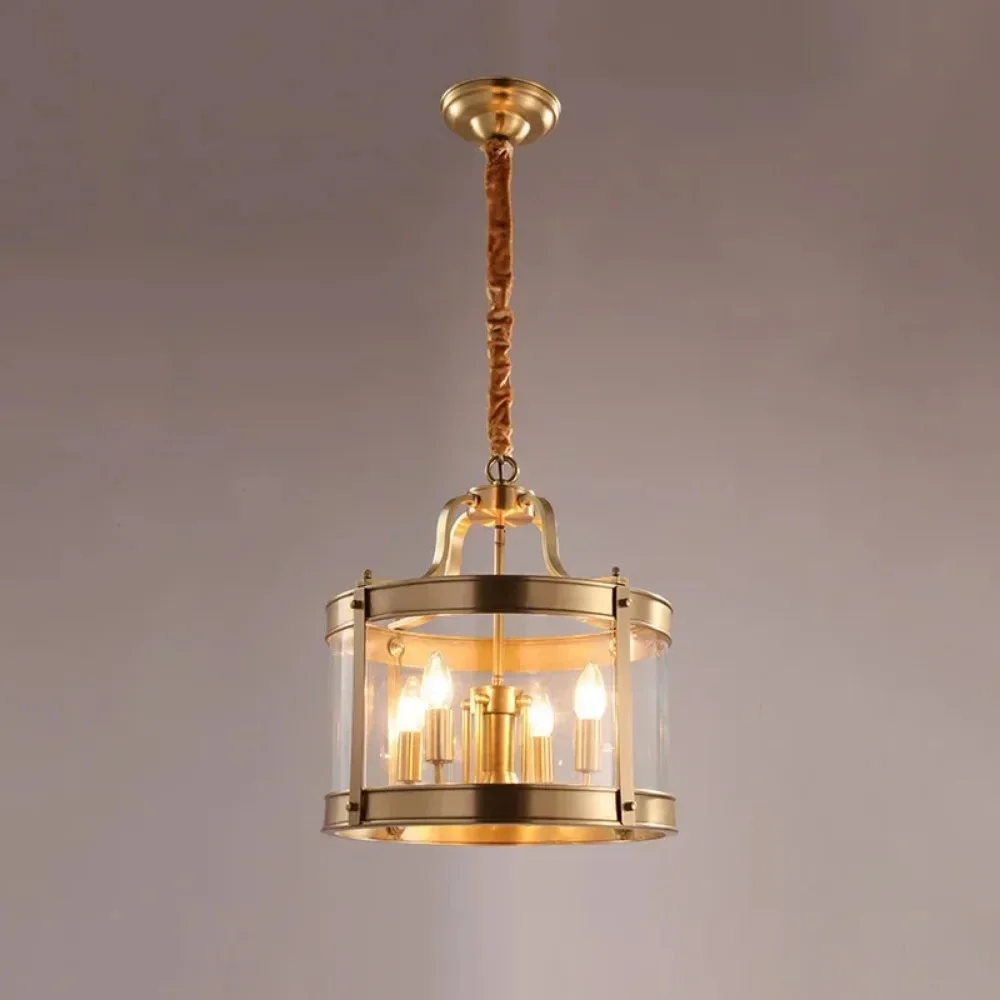 New Modern Copper Chandelier European Style Glass Golden Luxury Indoor Pendant Light for Dining Room Living Room Hotel Aisle