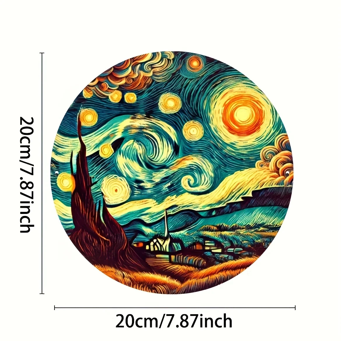 Round Aluminum Foil Sculpture Featuring Van Gogh's 