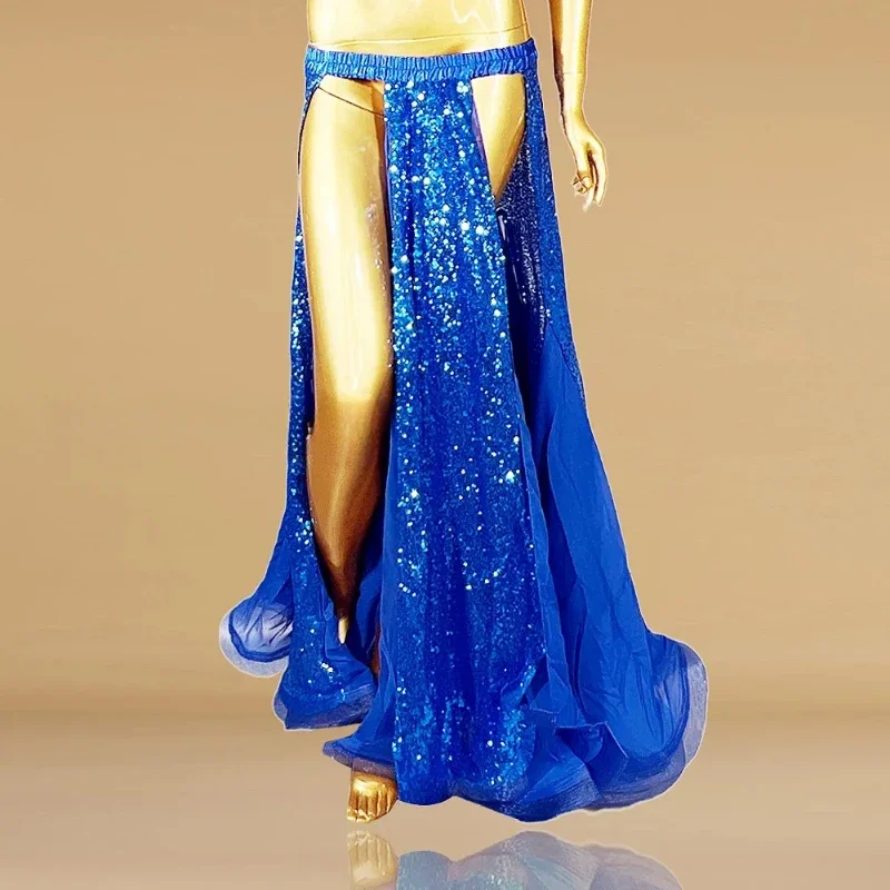 New Sequin Pearl Skirt Women's Sexy Belly Dance Bottom Long Skirt Stage Nightclub DJ Dance Performance Skirt