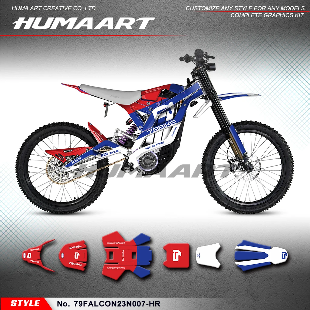 

HUMAART MX Graphics Sticker Kit Decoration for 79BIKE Falcon Pro 79 Bike Electric Dirt Bike, Style No.79FALCON23N007-HR