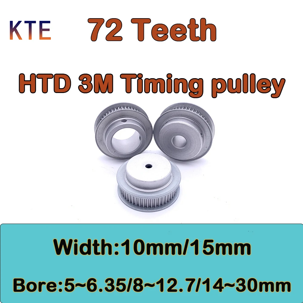 72 Teeth HTD 3M Timing Pulley Bore 5 6 6.35 8 10 12 12.7 14 15 16 17 18 19 20 22 24 25 28 30mm 72Tooth Pulley Belt Width 10 15mm